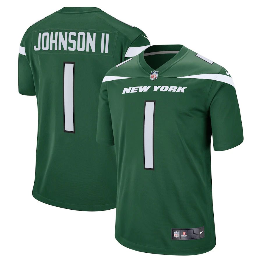 Men New York Jets #1 Jermaine Johnson II Nike Gotham Green 2022 NFL Draft First Round Pick Game Jersey